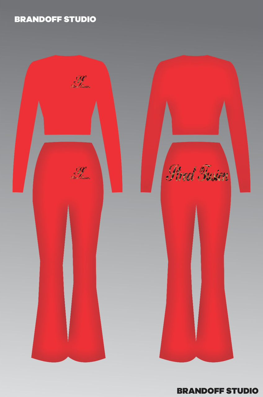 lady suit with bold logo print