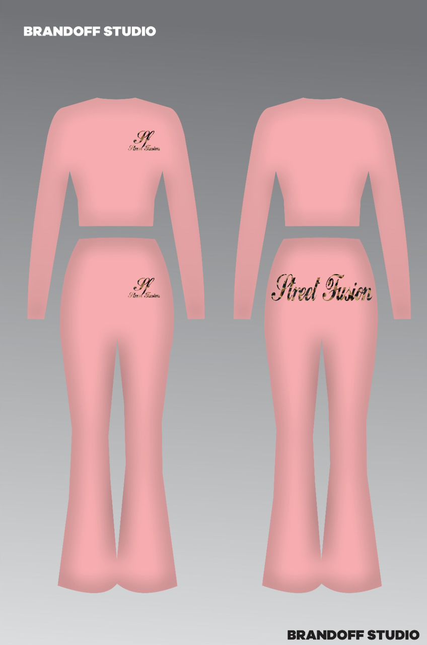 lady suit with bold logo print